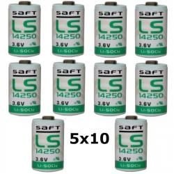 50x Lithium baterie Saft LS14250 1/2AA 3,6Volt originál