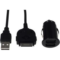 mini autonabíječka vč. 30Pin kabelu pro iPad 3 / 2 / 1 černá
