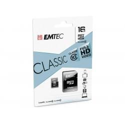 Paměťová karta EMTEC microSDHC 16GB blistr Class 10 + adaptér SD