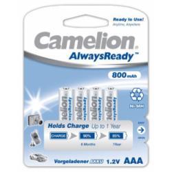 Nabíjecí AAA mikrotužkové baterie HR03 AlwaysReady, Ni-MH aku 4ks v balení 800mAh - Camelion originá