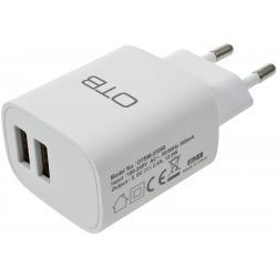 Powery Síťový adaptér Samsung, iPhone, HTC s 2x USB 2,1A 2400mA 100-250V - neoriginální