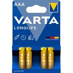 Levně Varta Batterien AAA LR03 alkalická Micro Longlife 1,5V 4ks balení