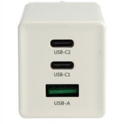 3-Port USB C Power Delivery PPS-nabíječka s 2x USB C, 1x USB A / Adapter 65W GaN bílá__1