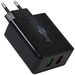 goobay 28W Dual-rychlonabíječka USB A QC 3.0 schwarz originál__1