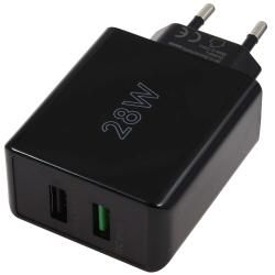goobay 28W Dual-rychlonabíječka USB A QC 3.0 schwarz originál