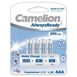 Nabíjecí AAA mikrotužkové baterie HR03 AlwaysReady, Ni-MH aku 4ks v balení 800mAh - Camelion originá